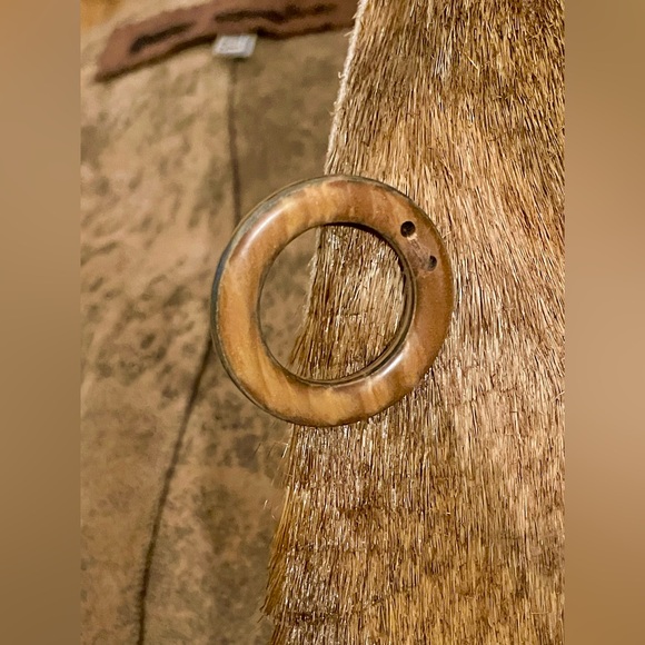 Unique 100% Genuine Leather & fur Embossed Croc Jacket Size 38 small brown tan - Picture 12 of 17